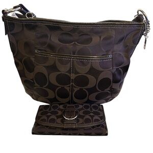 Vintage Coach Soho Hobo Bag & Wallet Set Brown Signature C Leather Trim